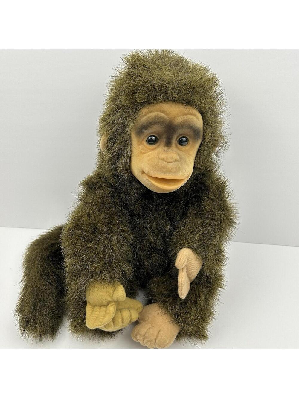 Hosung Realistic Baby Monkey Hand Puppet 1994 Chimp Plush Retro Toy Squeaks A15 - Picture 4 of 13